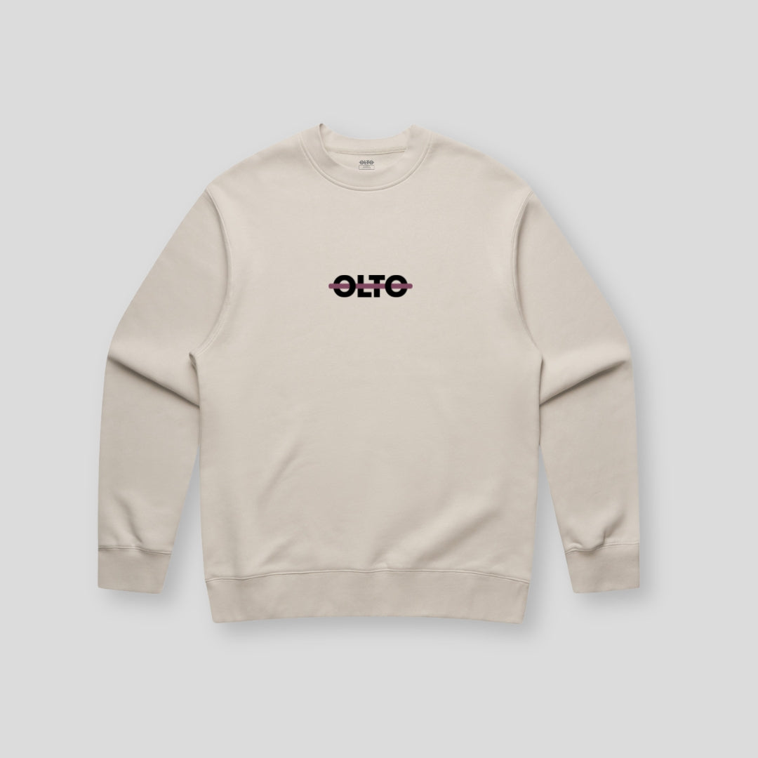 Front view of OLTO Unisex Relaxed Sweater in Bone featuring Cherry ColourBolt