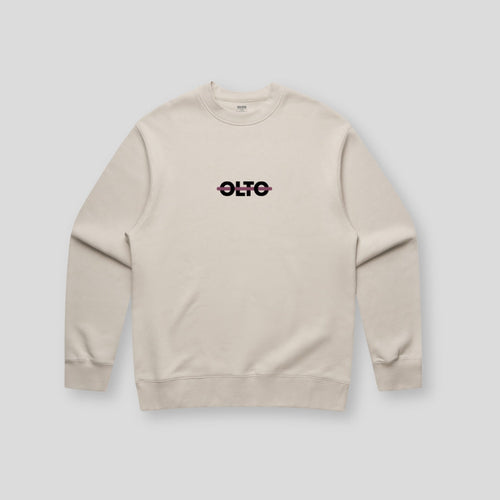 Front view of OLTO Unisex Relaxed Sweater in Bone featuring Cherry ColourBolt