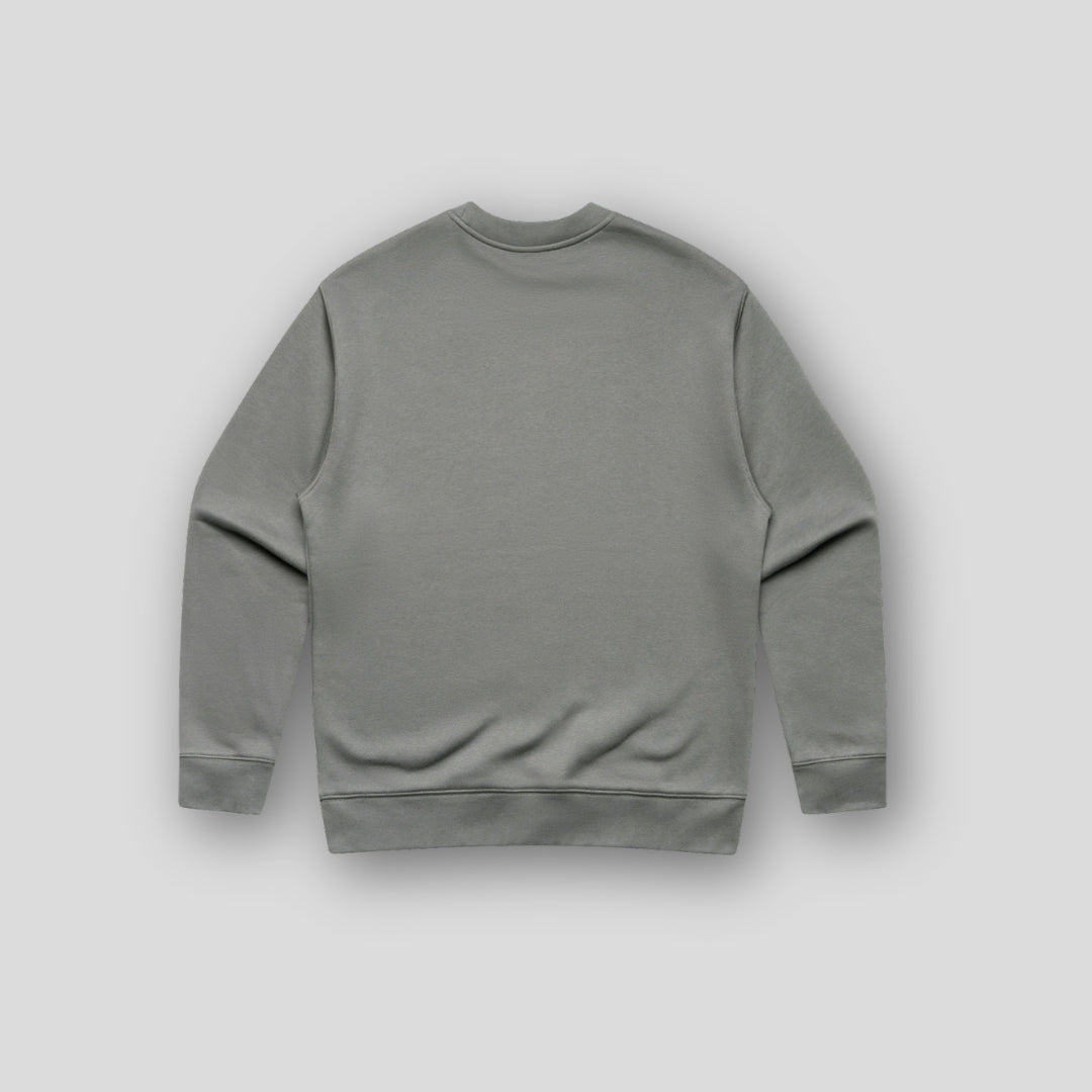 Back view of OLTO Unisex Relaxed Sweater in Shadow with Teal ColourBolt design