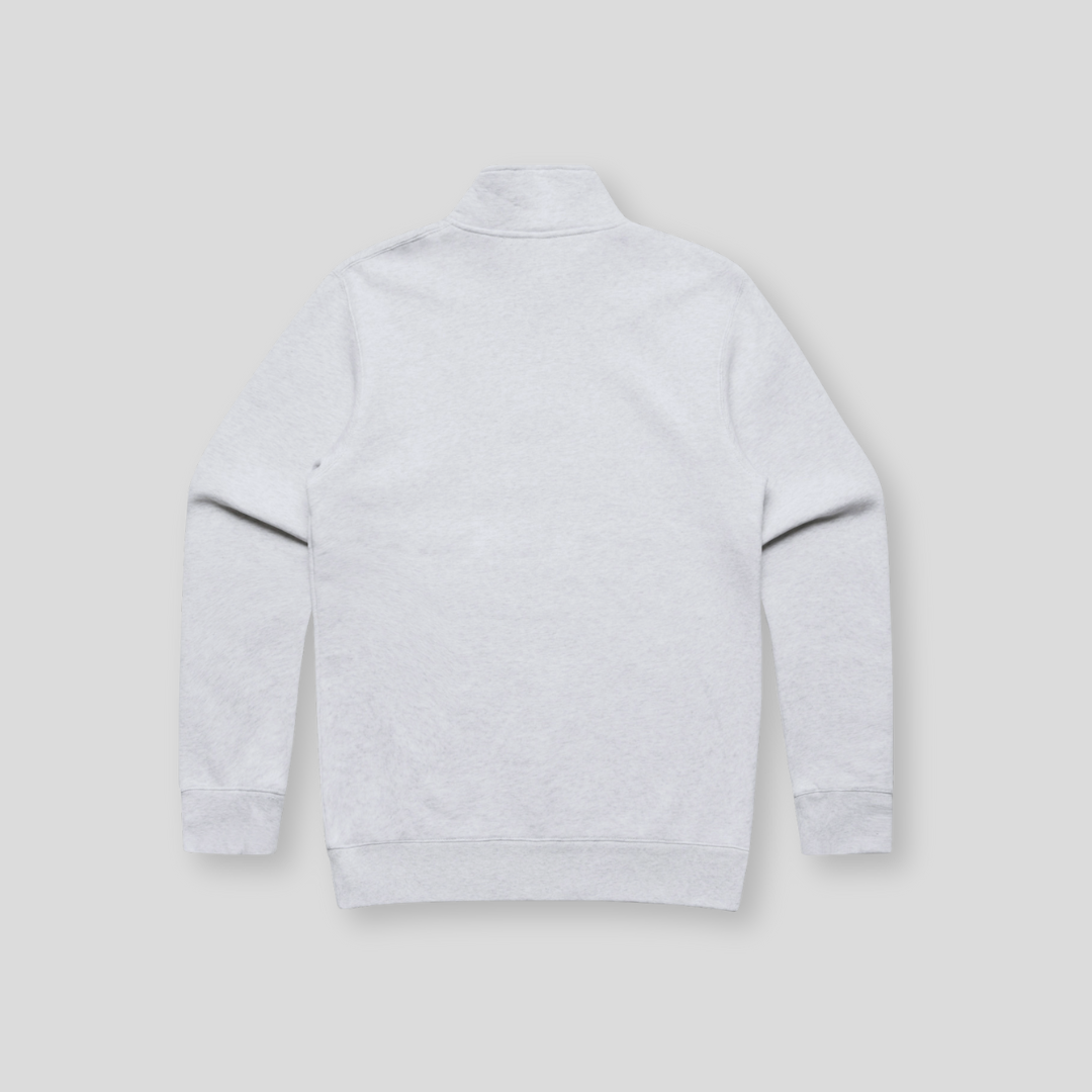 Back view of OLTO Unisex Half Zip in White Heather