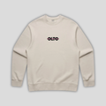 Front view flat lay of OLTO Sweater in Bone showing the signature ColourBolt chest logo and premium heavyweight fabric texture.