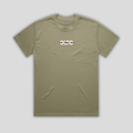 Front view flat lay of OLTO Relaxed T-Shirt in Eucalyptus showing the signature Colourbolt chest logo and premium heavyweight fabric texture.