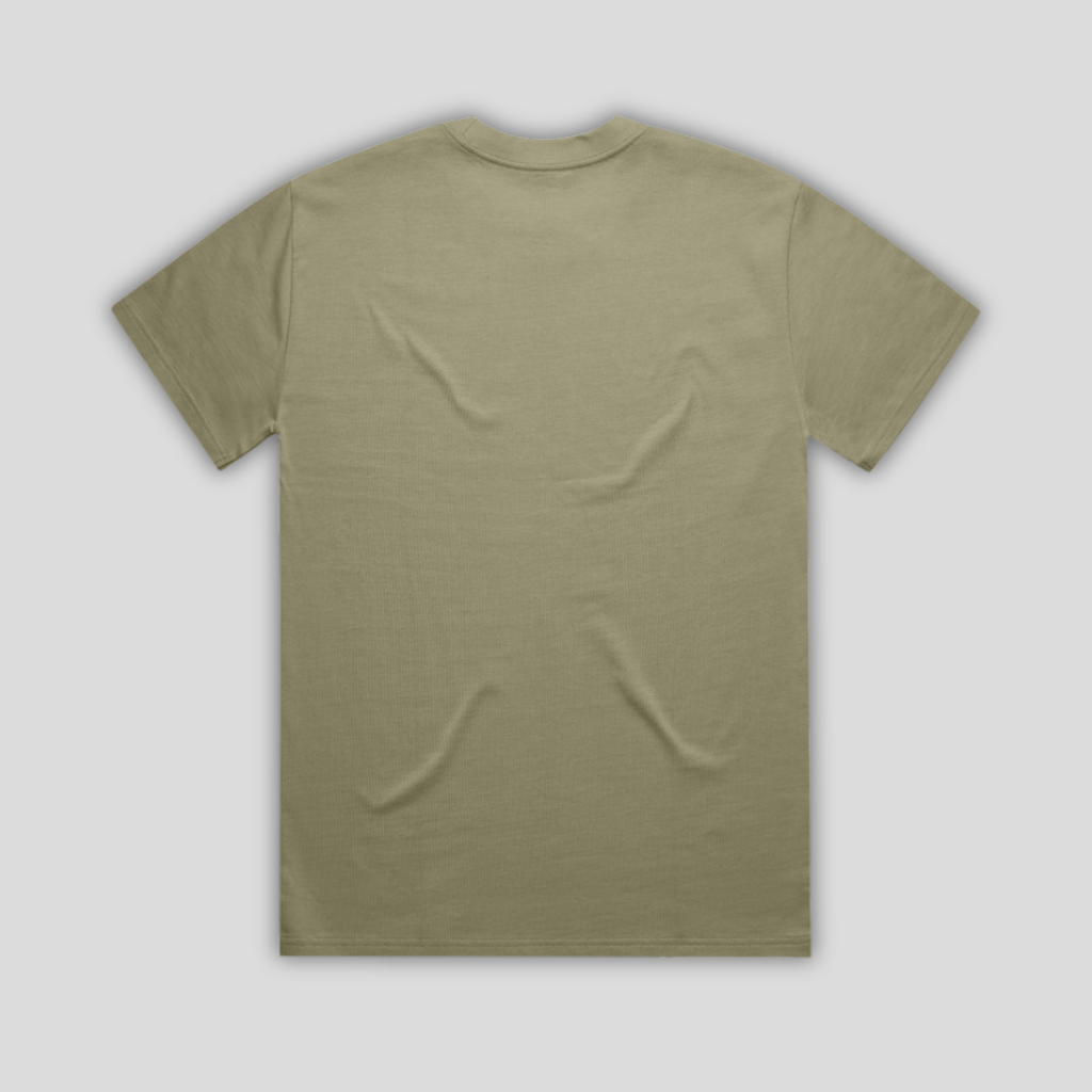 Rear view flat lay of OLTO Relaxed T-Shirt in Eucalyptus highlighting the relaxed unisex fit and high-quality T-Shirt construction.