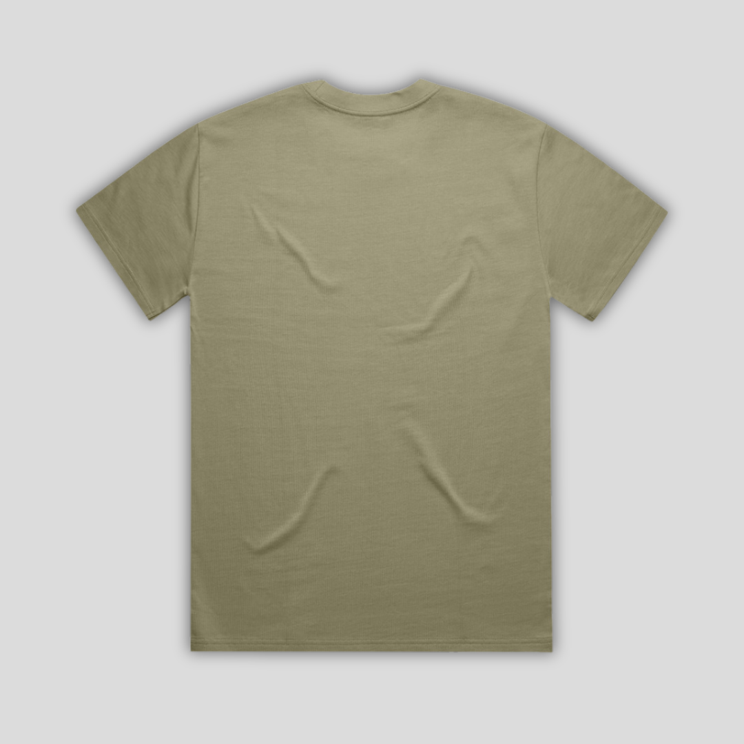 Rear view flat lay of OLTO Relaxed T-Shirt in Eucalyptus highlighting the relaxed unisex fit and high-quality T-Shirt construction.