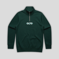 Front view flat lay of OLTO Half Zip in Pine Green showing the signature ColourBolt chest logo and premium heavyweight fabric texture.