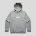 Front view flat lay of OLTO Hoodie in Storm showing the signature ColourBolt chest logo and premium heavyweight fabric texture.
