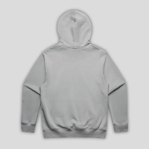 Rear view flat lay of OLTO Relaxed Hoodie in Storm highlighting the relaxed unisex fit and high-quality T-Shirt construction.