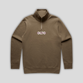 Front view flat lay of OLTO Half Zip in Walnut showing the signature ColourBolt chest logo and premium heavyweight fabric texture.