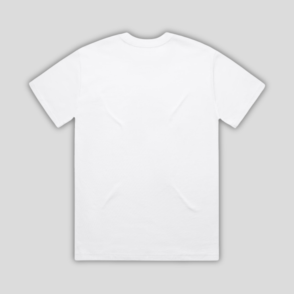 Rear view flat lay of OLTO Relaxed T-Shirt in White highlighting the relaxed unisex fit and high-quality T-Shirt construction.